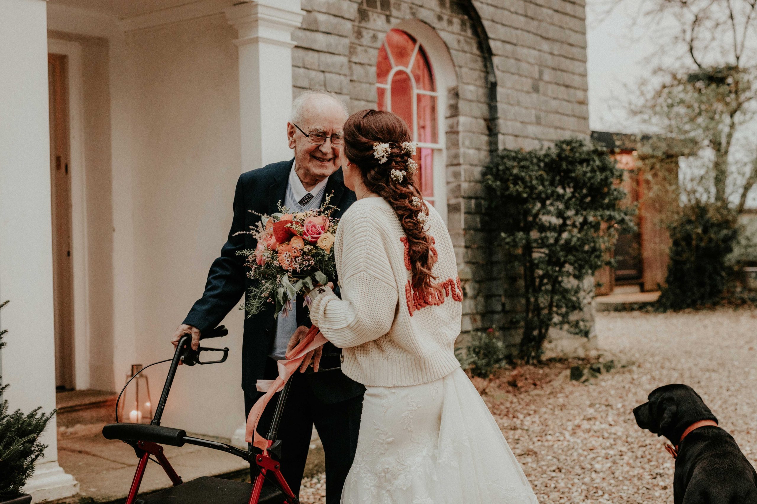 bride snd granddad at wheelchair accessible wedding venue
