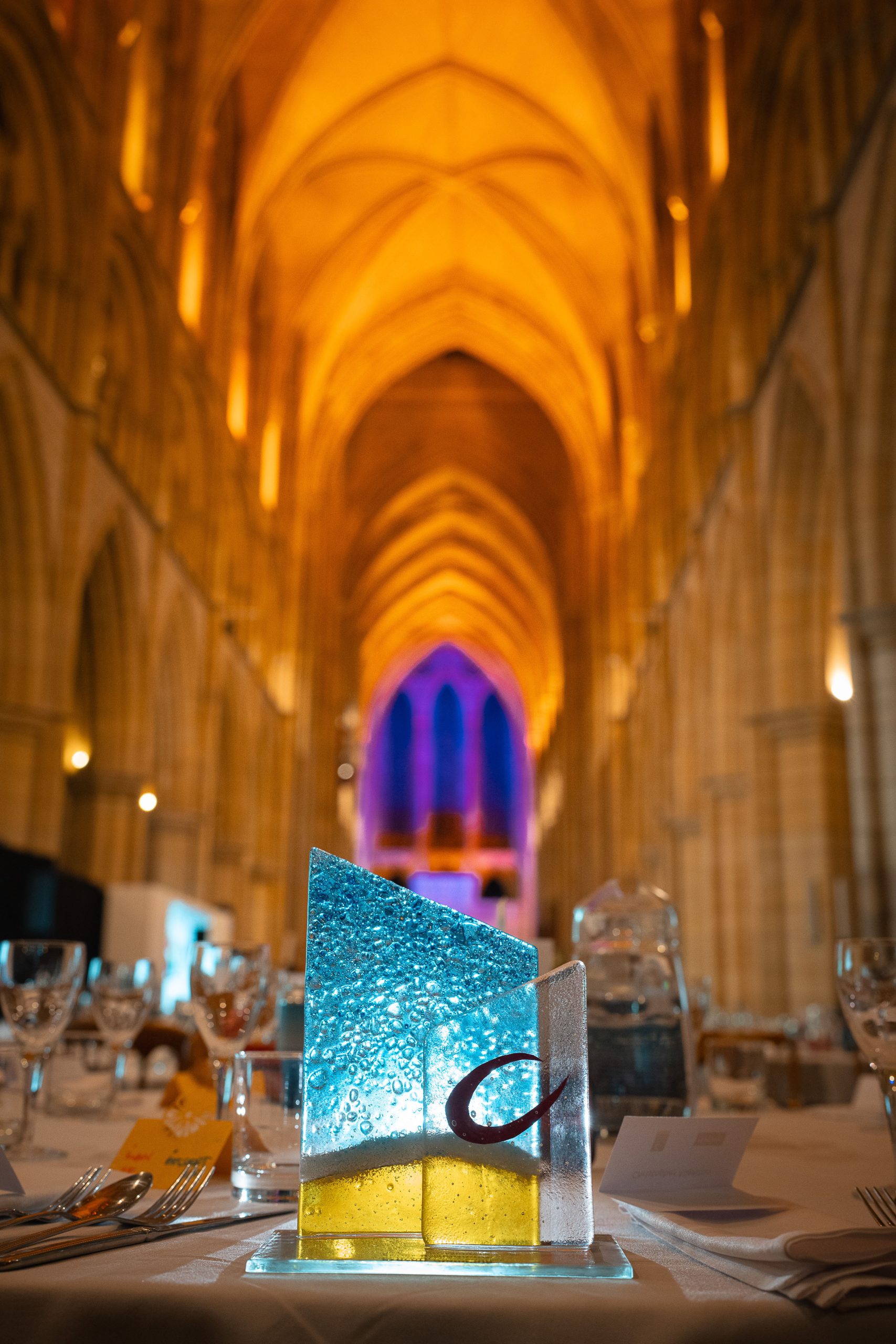 Cornwall Tourism Awards glass awards in Truro Cathedral