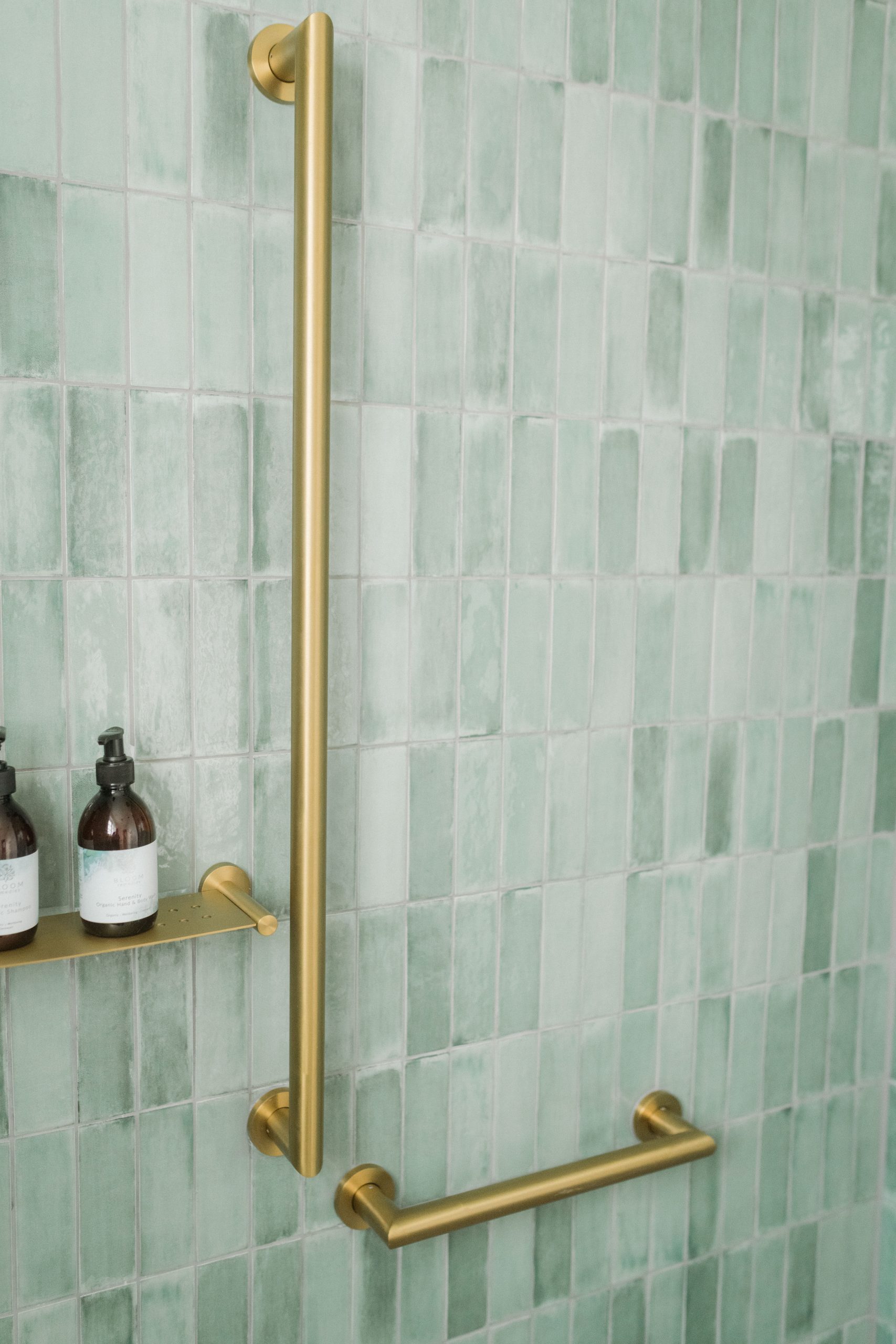 Gold grab rails stylish wet room wheelchair accessible wedding venue