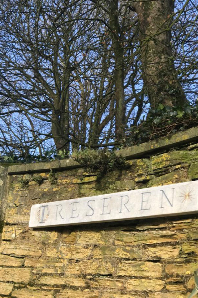 complete marble carved Treseren sign