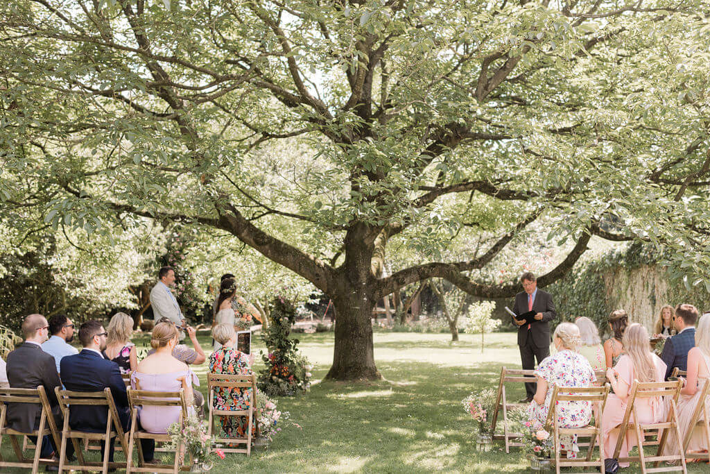 outdoor wedding ceremony walnut tree