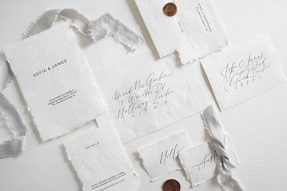 bespoke wedding stationery set with calligraphy