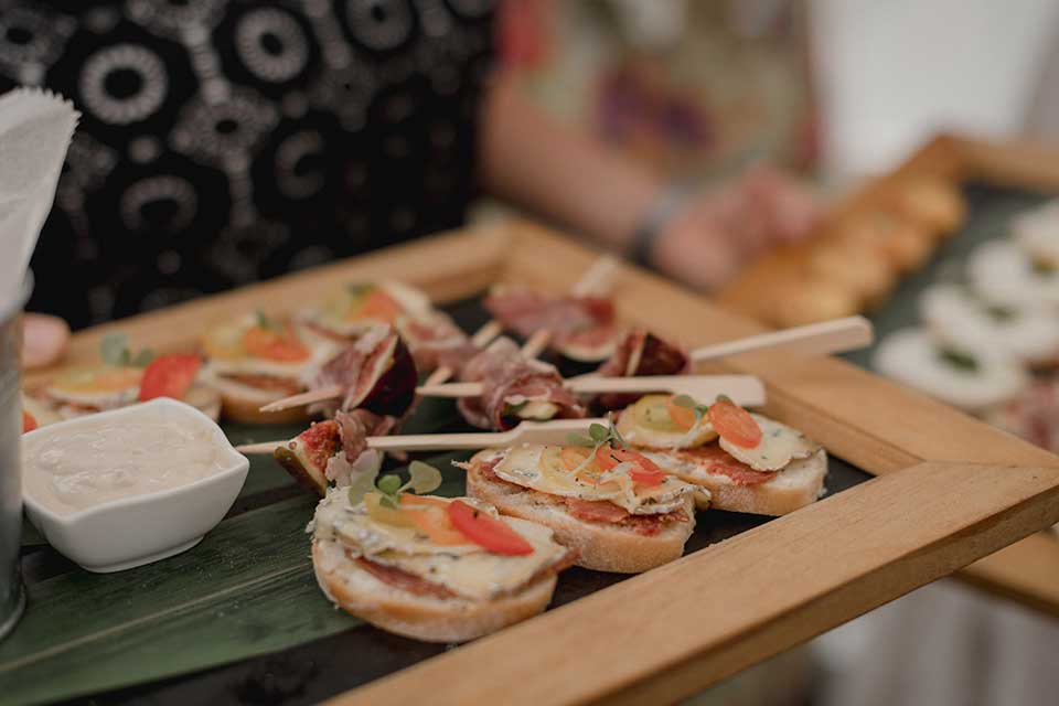 canapes being served at a small wedding