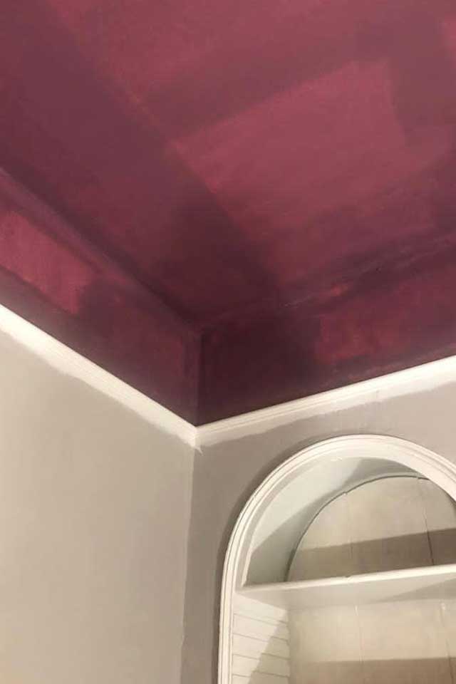 room in Georgian house being painted with Farrow and Ball Brinjal paint
