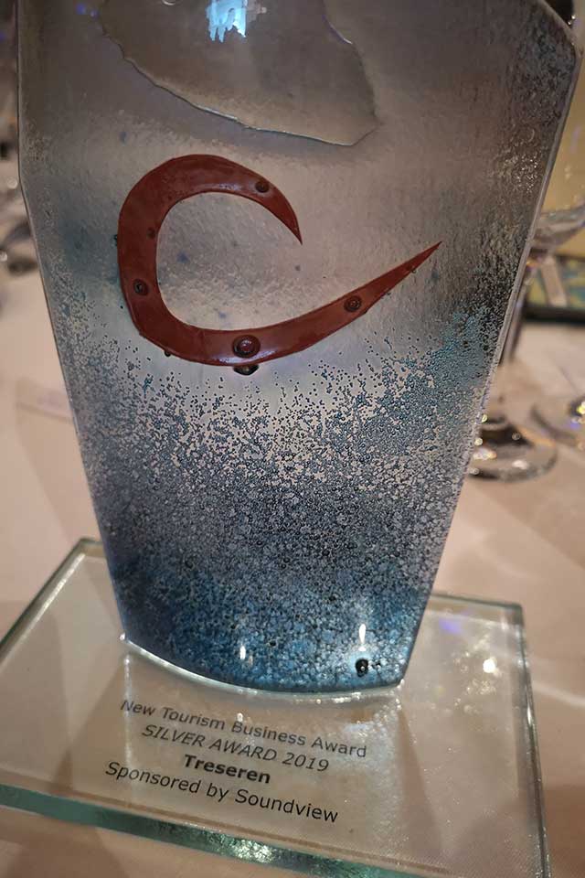 Treseren Best New Business award made by Jo Downs Glass